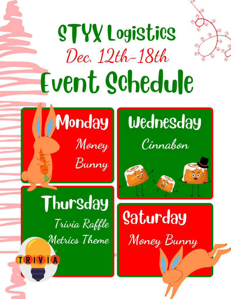 STYX Events 12-12 to 12-18